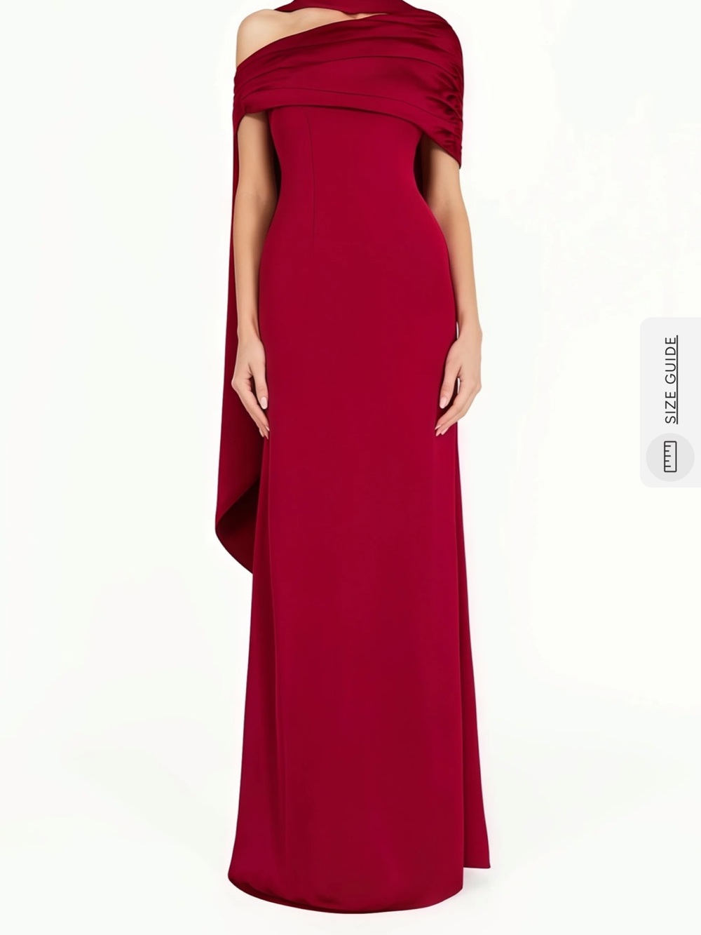 Elegant Draped Wine Red Evening Gown - Picture 4 of 5